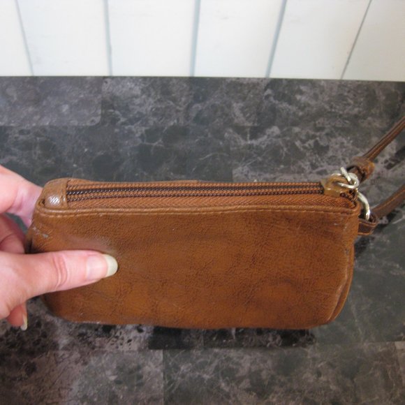 NWOT brown blue flower wristlet coin purse - Picture 5 of 6